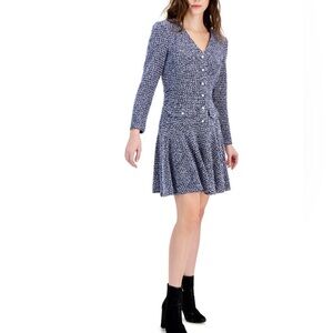 Taylor Blue Tweed Knit Dress size Small 8‎